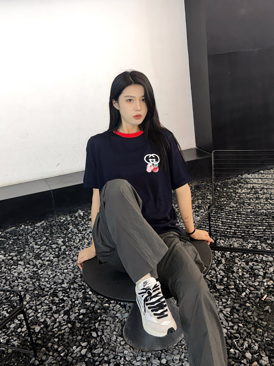 G*u*i cherry embroidered t-shirt