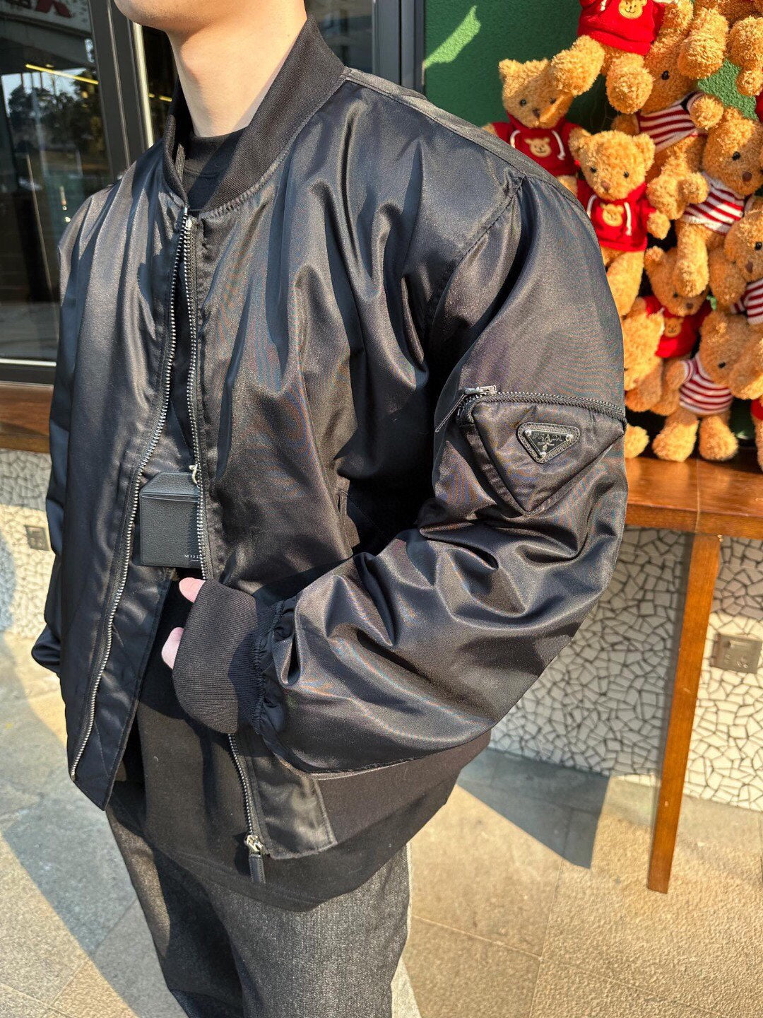 Pra*a black bomber jacket