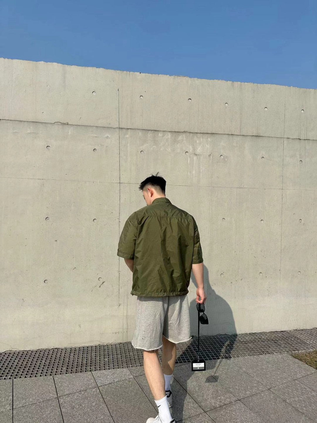 Pra*a olive green short-sleeve jacket