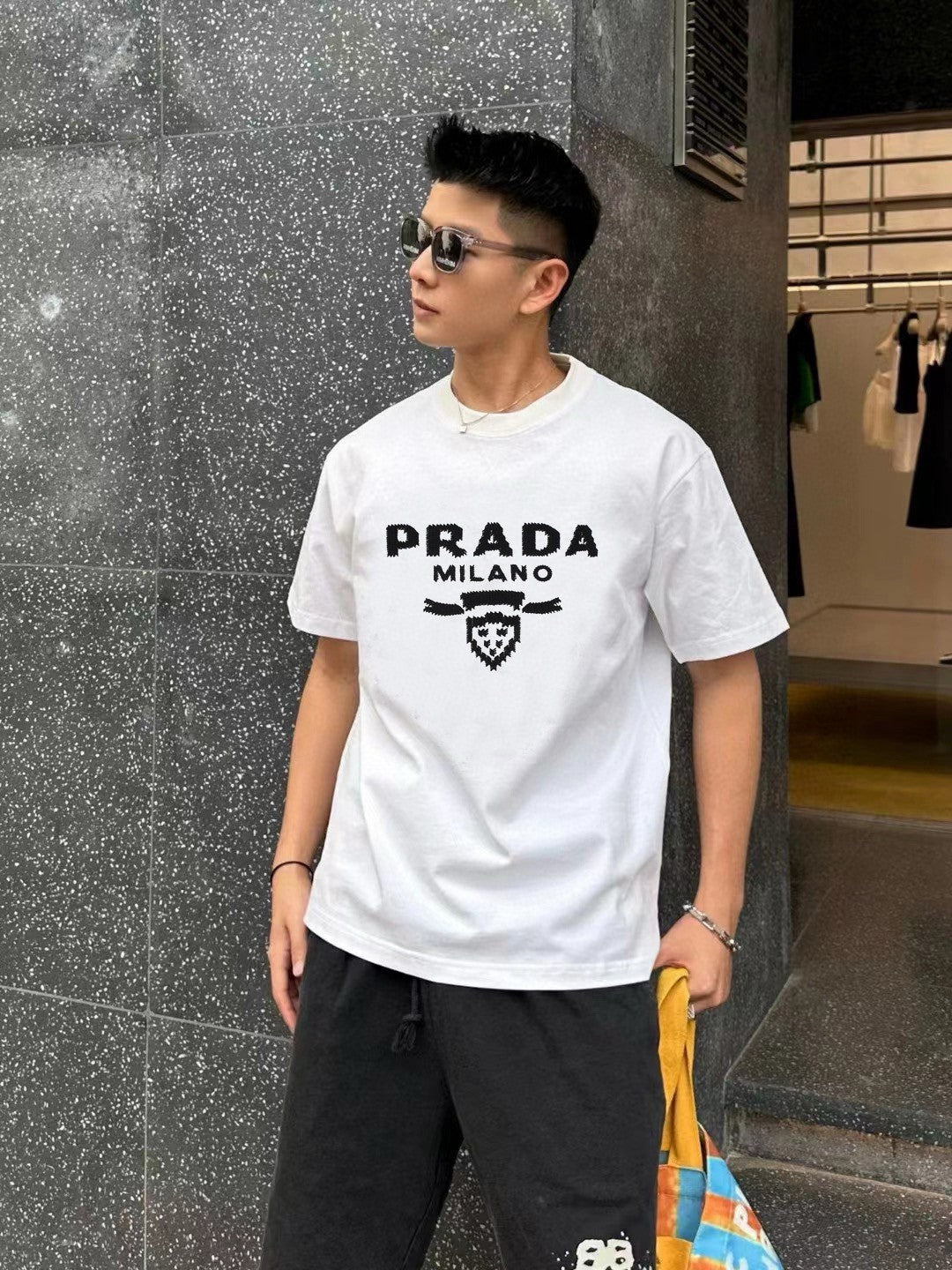 Pra*a milano white emblem t-shirt