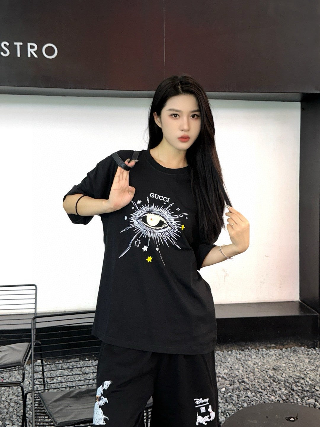 G*u*i mystical eye graphic black t-shirt