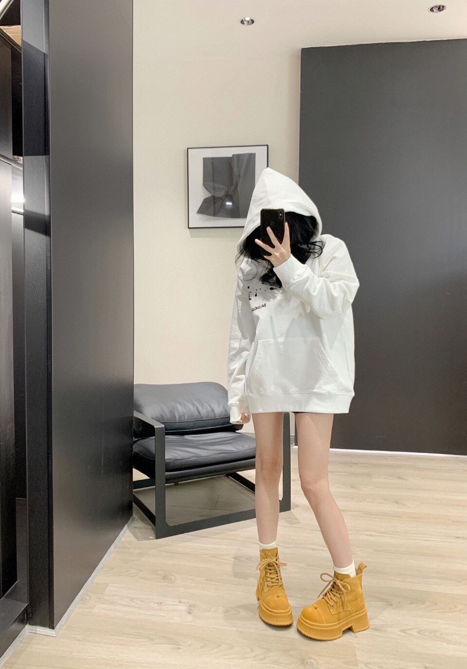 Balenciaga White Logo Hoodie