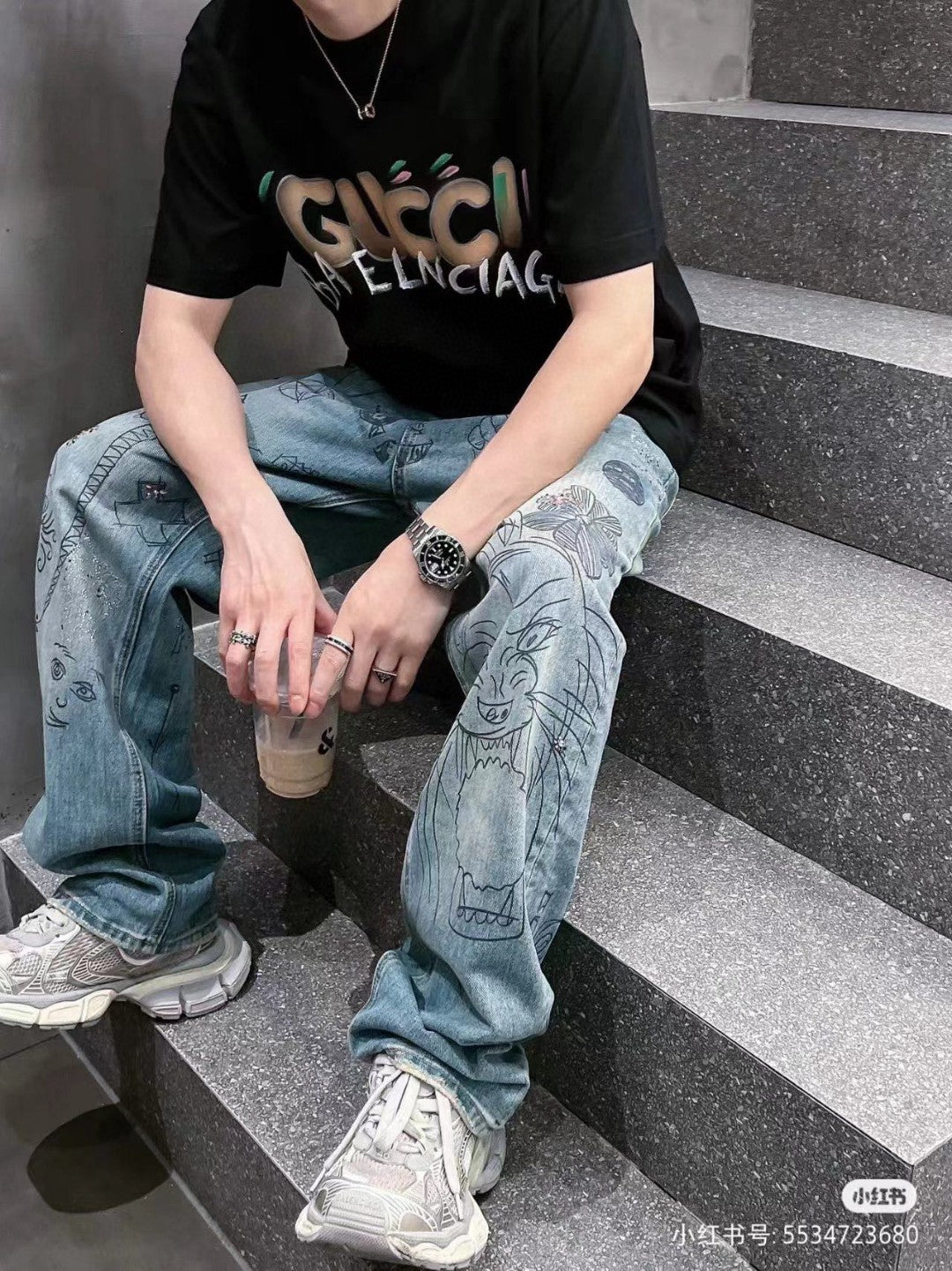 Gucci x Balenciaga Collaboration T-Shirt (Black)