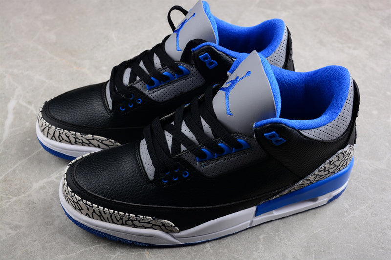 AIR JORDAN 3 RETRO BLACK/SPORT BLUE WOLF GREY