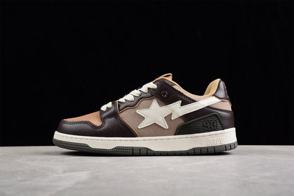 BAPE STA Low-Top Sneakers in Brown and Beige