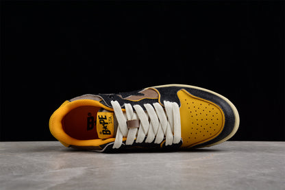 BAPE STA Low Top Sneakers in Black and Yellow