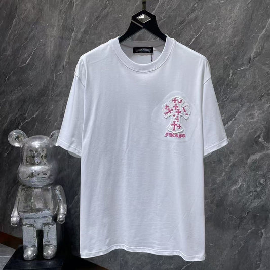 Chrome Hearts Classic Crewneck T-Shirt in White/Pink