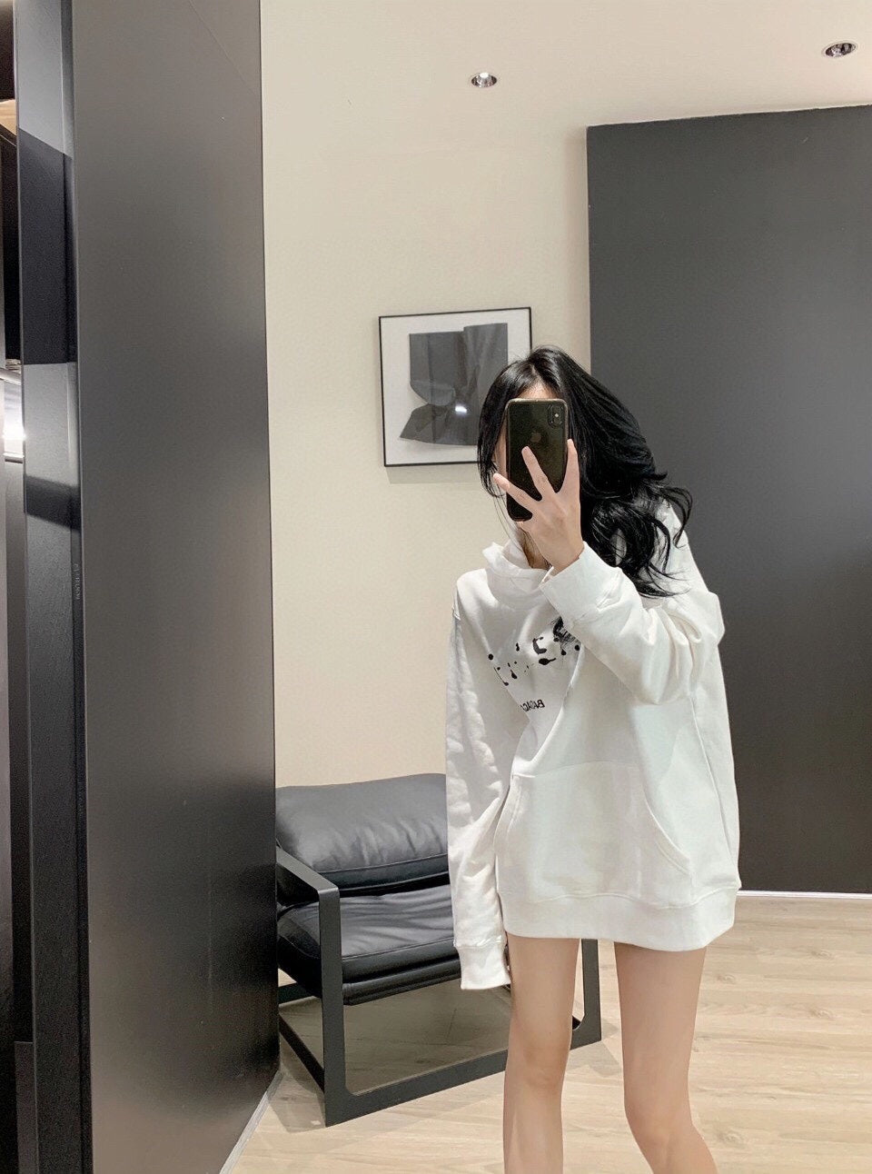 Balenciaga White Logo Hoodie