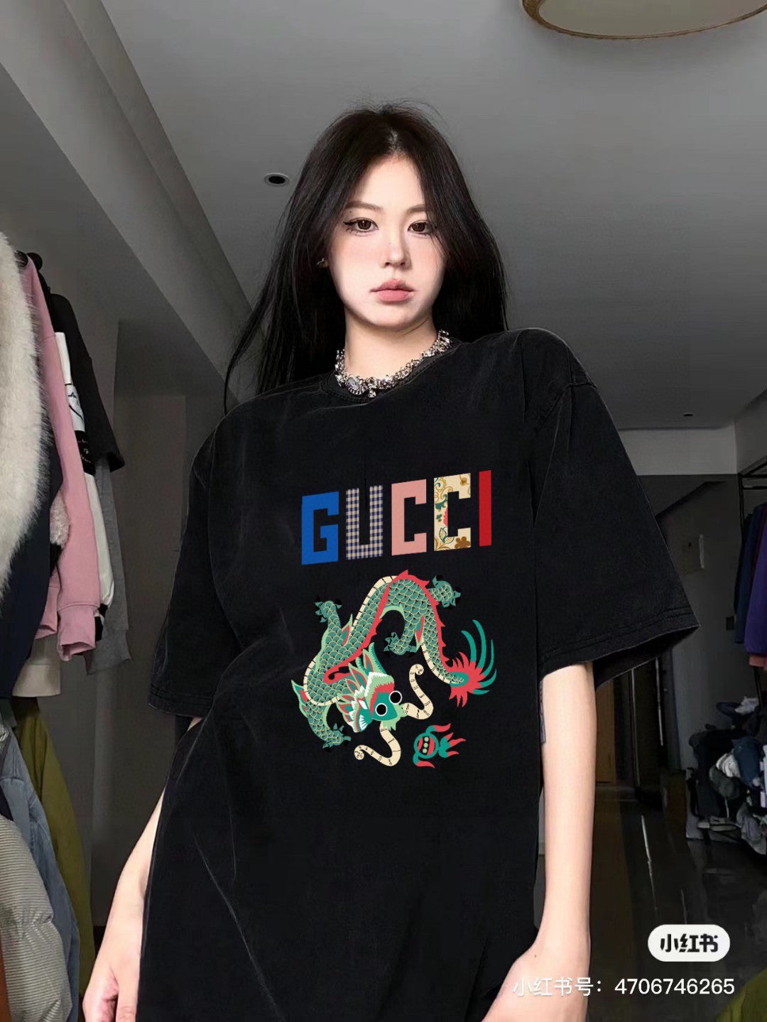 G*u*i dragon graphic t-shirt (black)