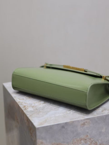 Saint Laurent Avocado Green Bag with Gold Hardware