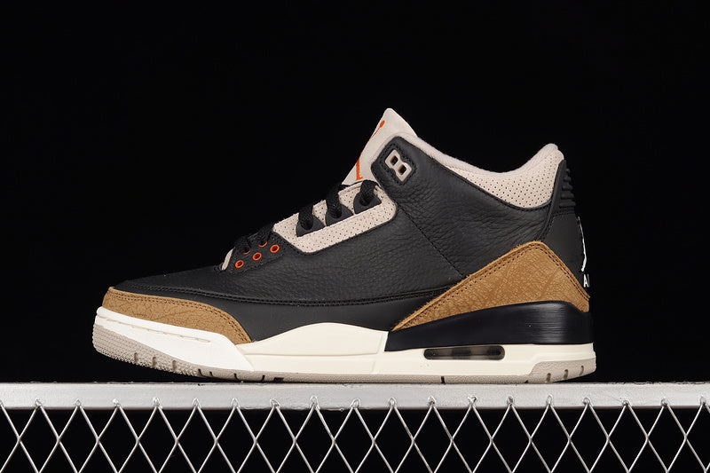 AIR JORDAN 3 RETRO DESERT ELEPHANT BLACK/RUSH ORANGE-FOSSIL STONE