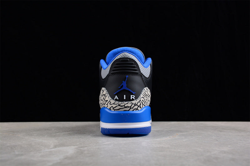 AIR JORDAN 3 RETRO BLACK/SPORT BLUE WOLF GREY