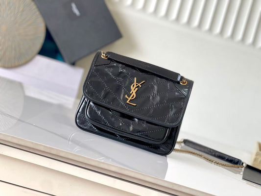 Saint Laurent Black Elephant Grain Bag