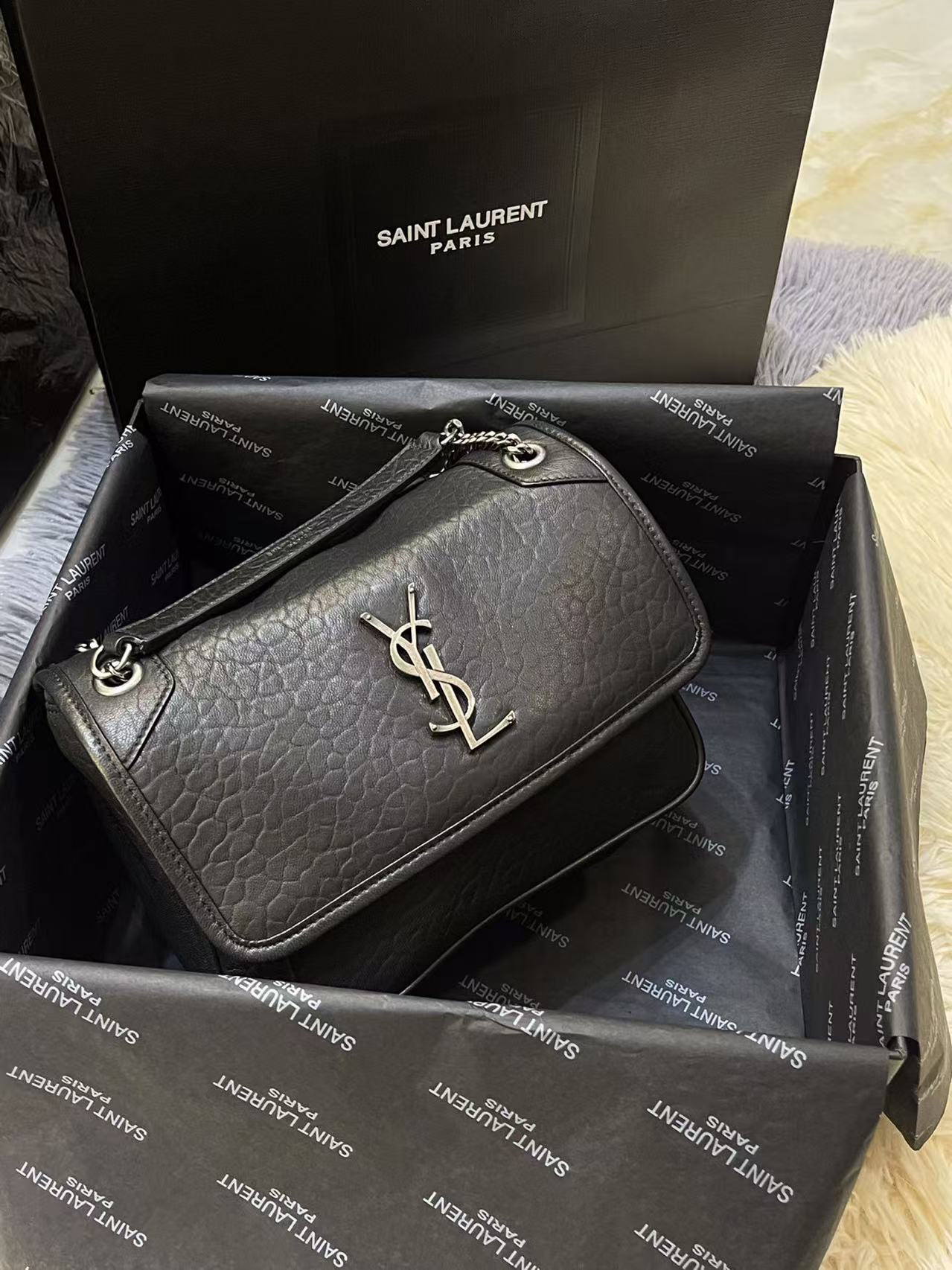Saint Laurent Black Bag with Silver Hardware