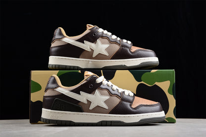 BAPE STA Low-Top Sneakers in Brown and Beige