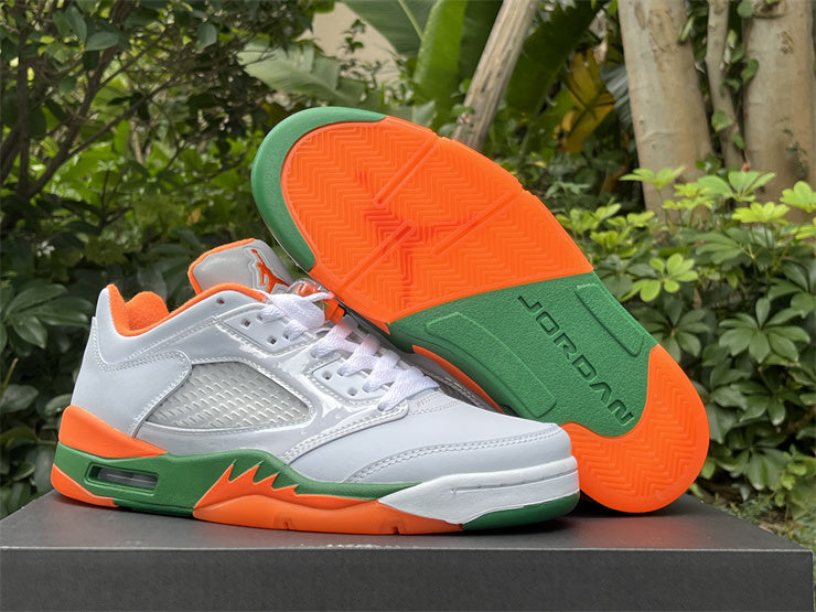 JORDAN 5 Low White/Orange/Green