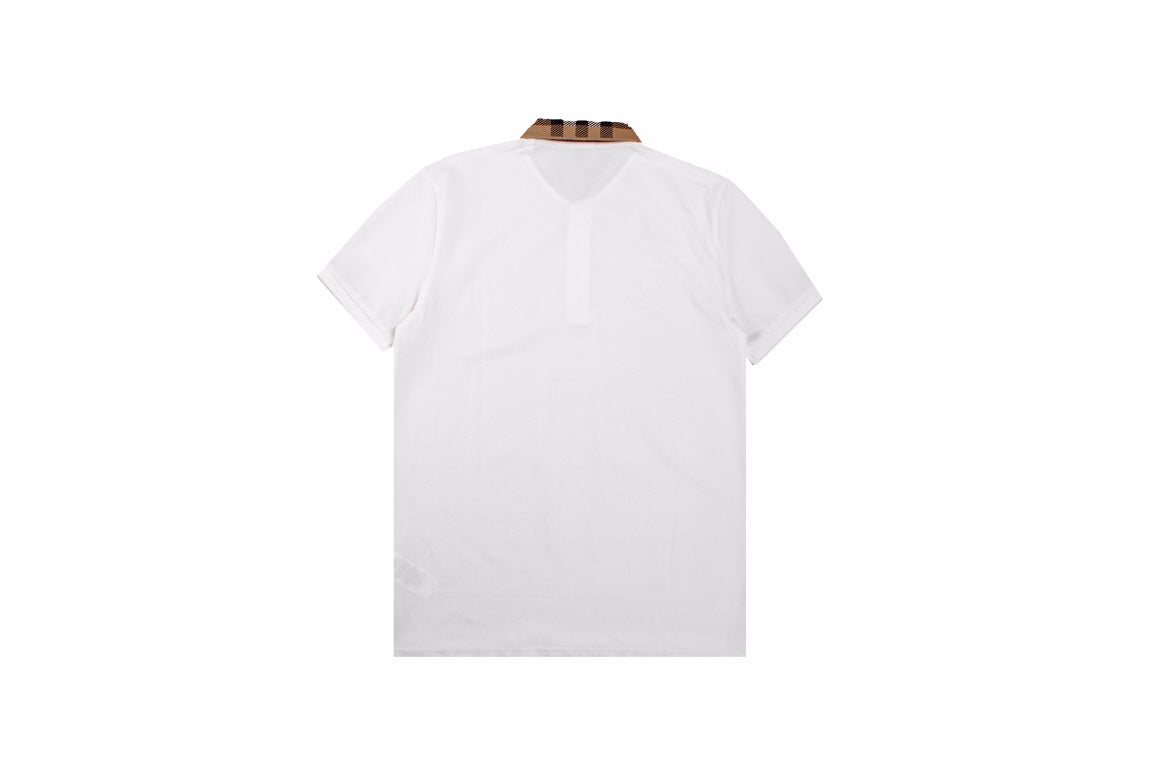 Burberry Check Collar Polo - White