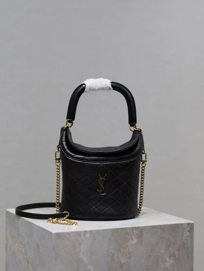 Saint Laurent Black Flap Bucket Bag