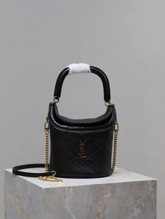 Saint Laurent Black Flap Bucket Bag