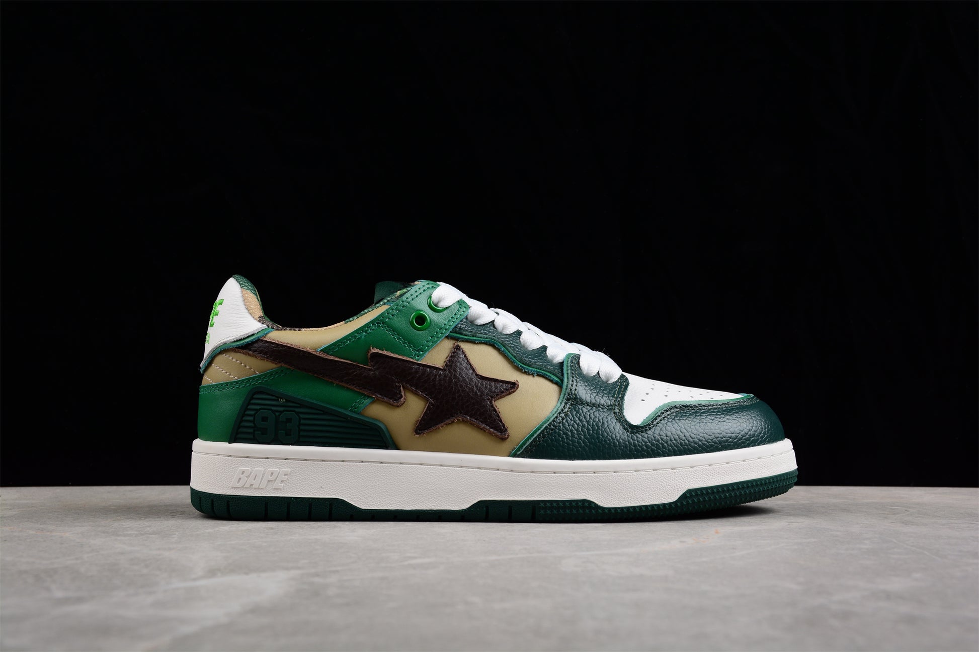 BAPE STA Low-Top Sneakers in Green and Brown