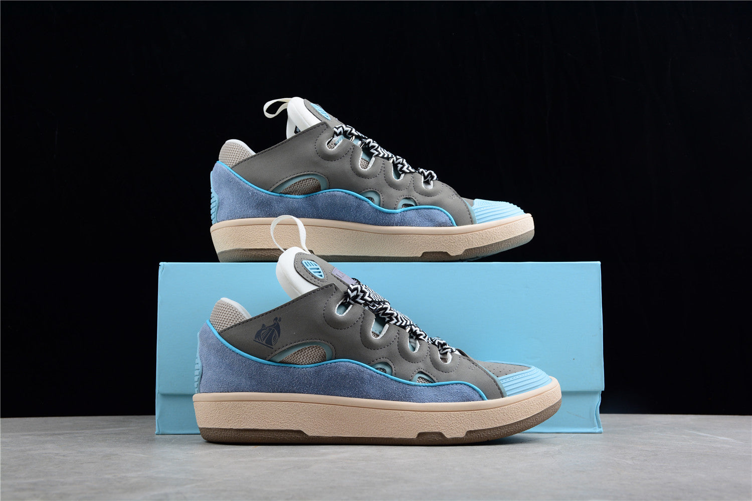 Lanvin Grey and Blue Sneakers