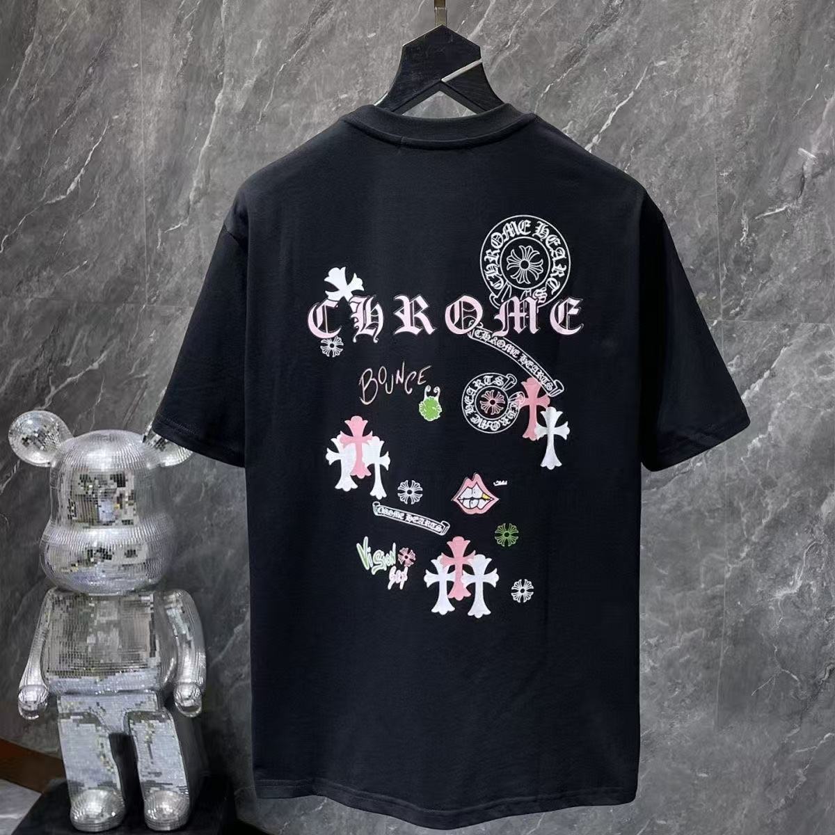 Chrome Hearts Classic Crewneck T-Shirt in Black/White/Pink