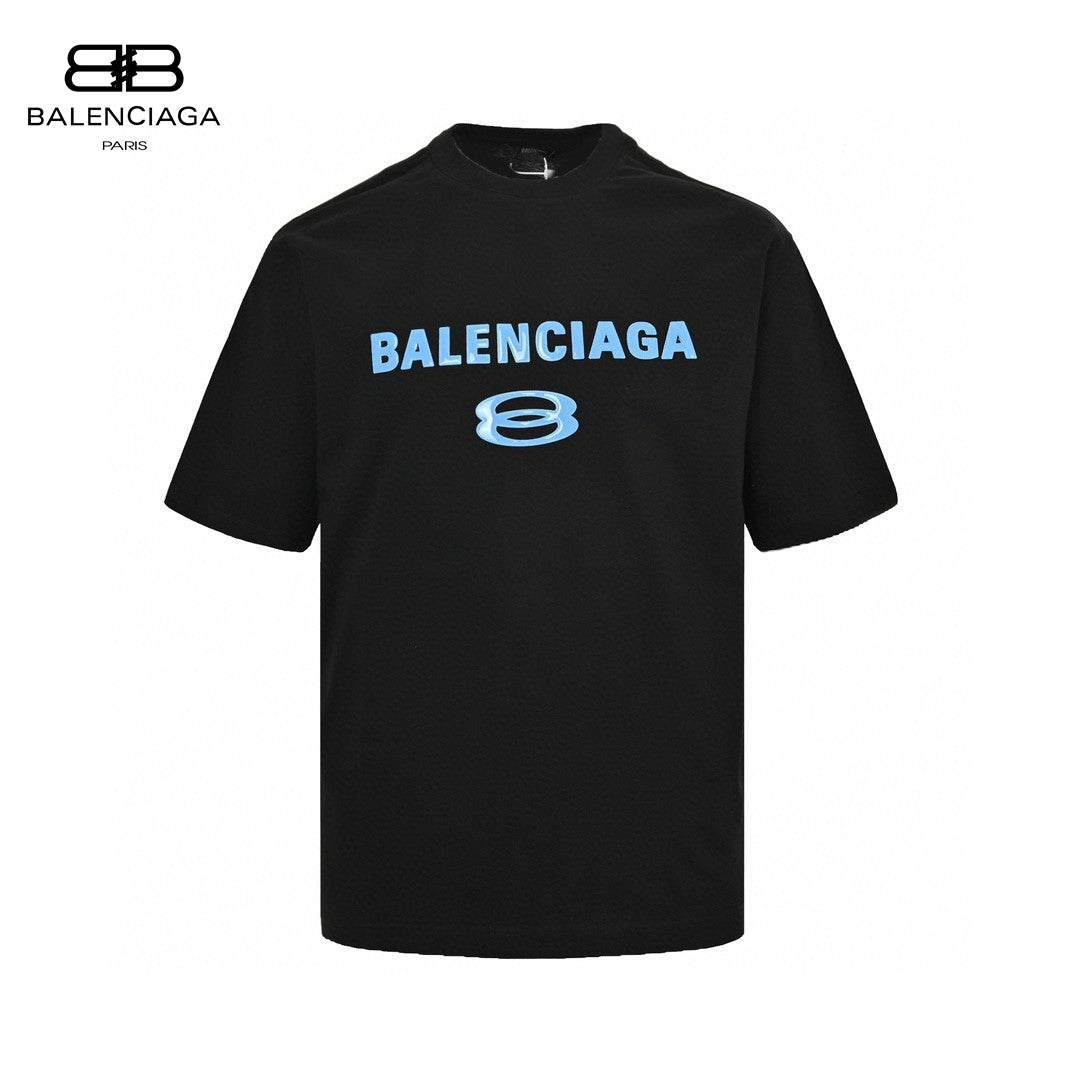 Balenciaga Blue Logo T-Shirt (Black) Primereps