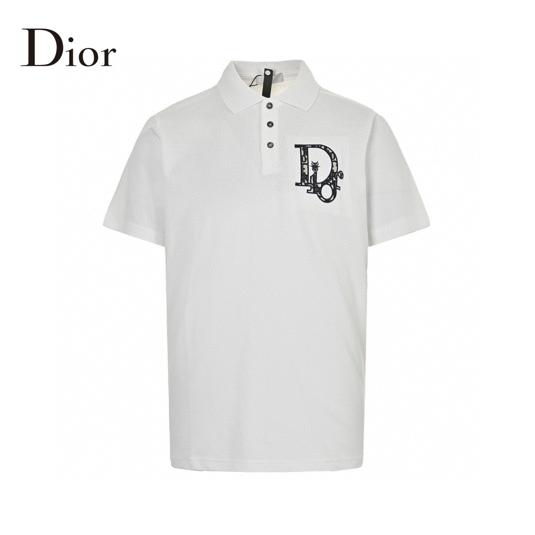 Dior Oblique Embroidered White Polo Shirt Primereps