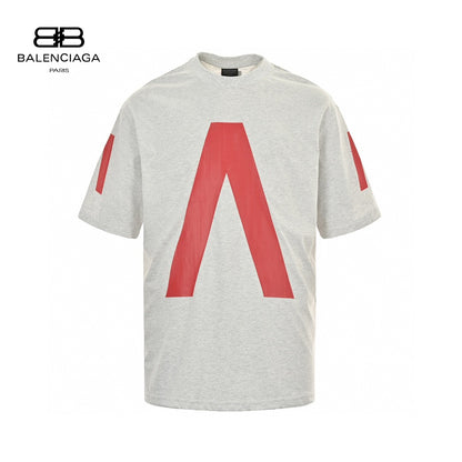 Balenciaga Red Logo Graphic T-Shirt (Gray) Primereps