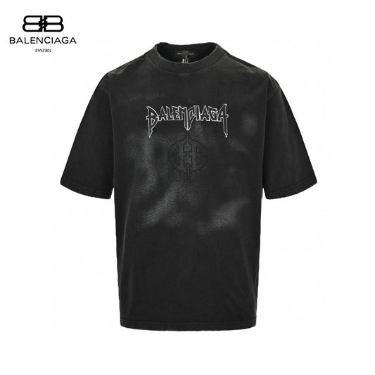 Balenciaga Distressed Logo T-Shirt in Black Primereps