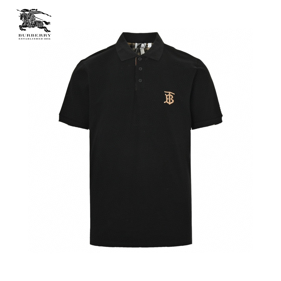 Burberry Monogram Logo Black Polo Shirt Primereps