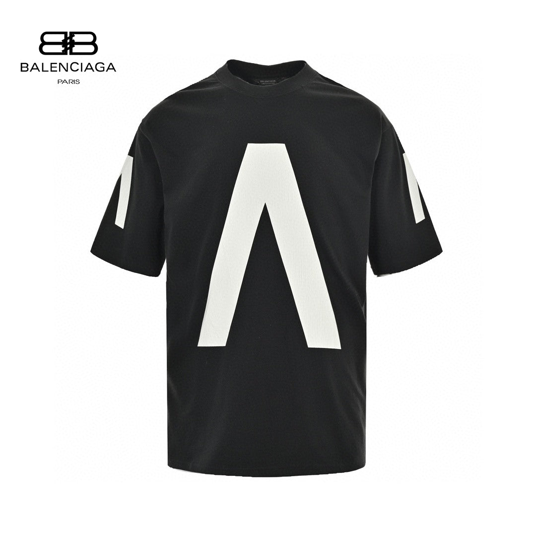 Ba*len*cia*ga white logo graphic t-shirt (black)