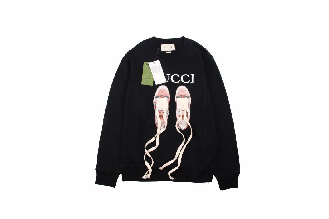 Gucci Black Sweatshirt with Ballet Slippers Print Primereps