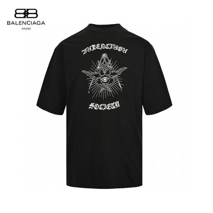 Balenciaga Society Black T-Shirt with White Graphic Primereps