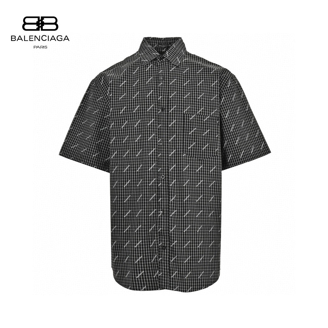 Balenciaga Allover Logo Check Shirt Primereps