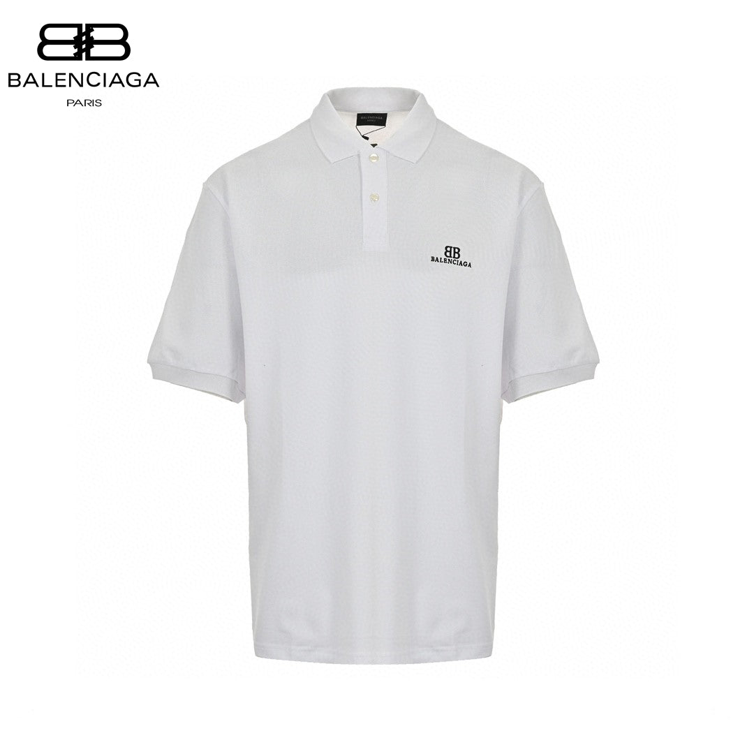 Balenciaga BB Logo White Polo Shirt Primereps