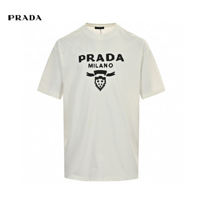 Prada Milano White Emblem T-Shirt Primereps