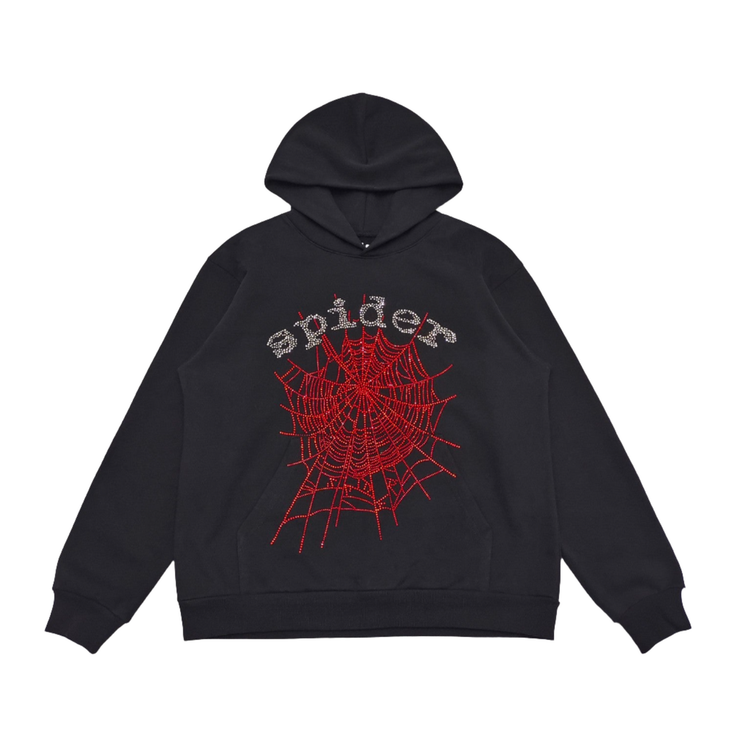 Sp5der OG Rhinestone Logo Hoodie Black