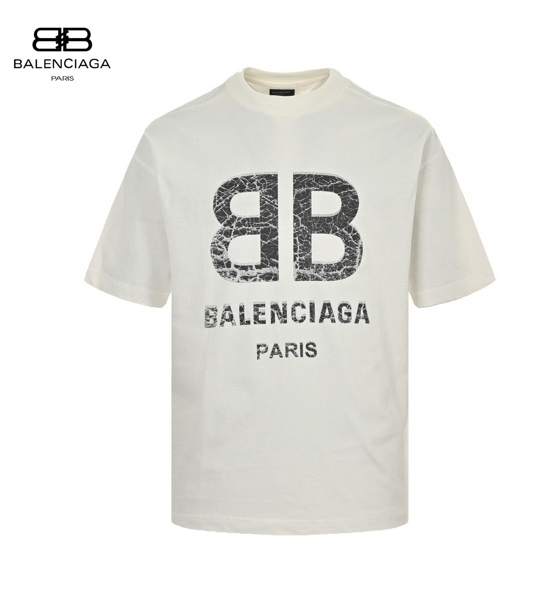 Balenciaga Cracked 'BB' Logo T-Shirt (White) Primereps