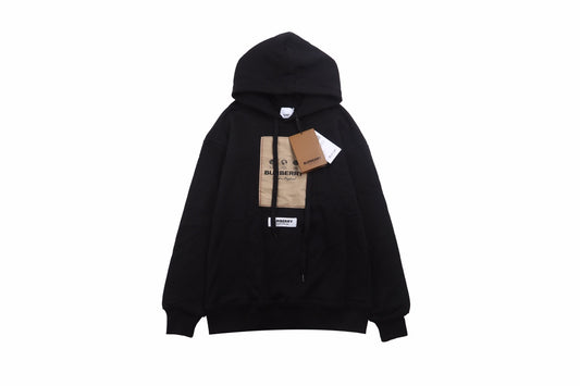 Burberry Black Hoodie with Logo Patch Primereps