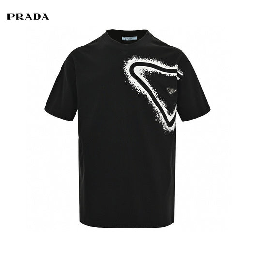 Prada Triangle Spray Paint Logo T-Shirt (Black) Primereps
