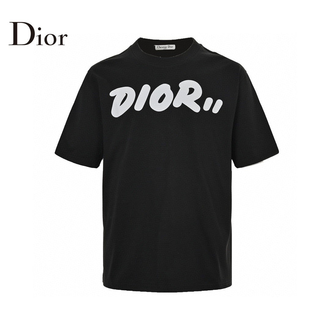 Dior Oversized White Logo Black T-Shirt Primereps