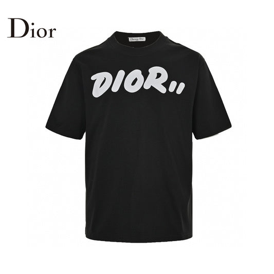 Dior Oversized White Logo Black T-Shirt Primereps