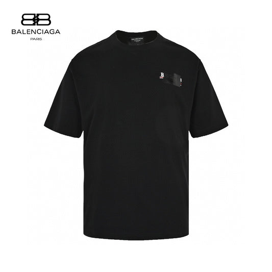 Balenciaga Embroidered Patch Logo T-Shirt (Black) Primereps