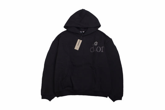 Dior Flower Logo Hoodie - Black Primereps