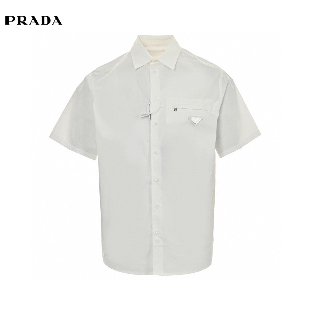 Pra*a short-sleeve button-up shirt (white)