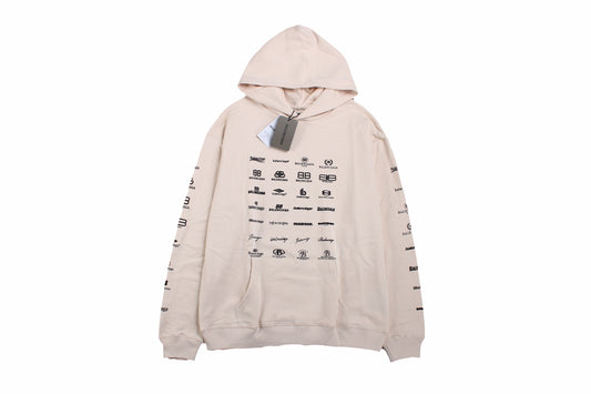 Balenciaga Beige Multilogo Hoodie Primereps