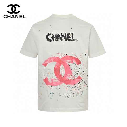 Chanel Pink Splash Logo T-Shirt Primereps