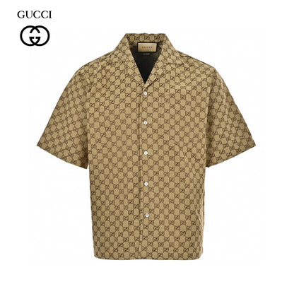 Gucci GG Monogram Beige Short Sleeve Shirt Primereos