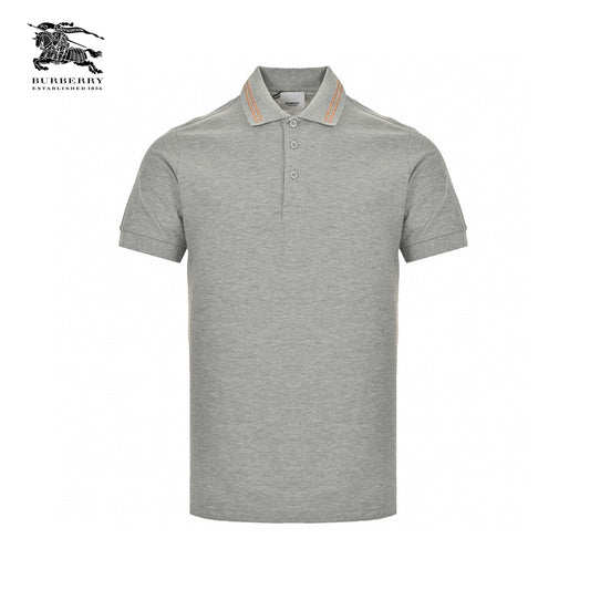 Burberry Striped Collar Polo Shirt in Grey Primereps